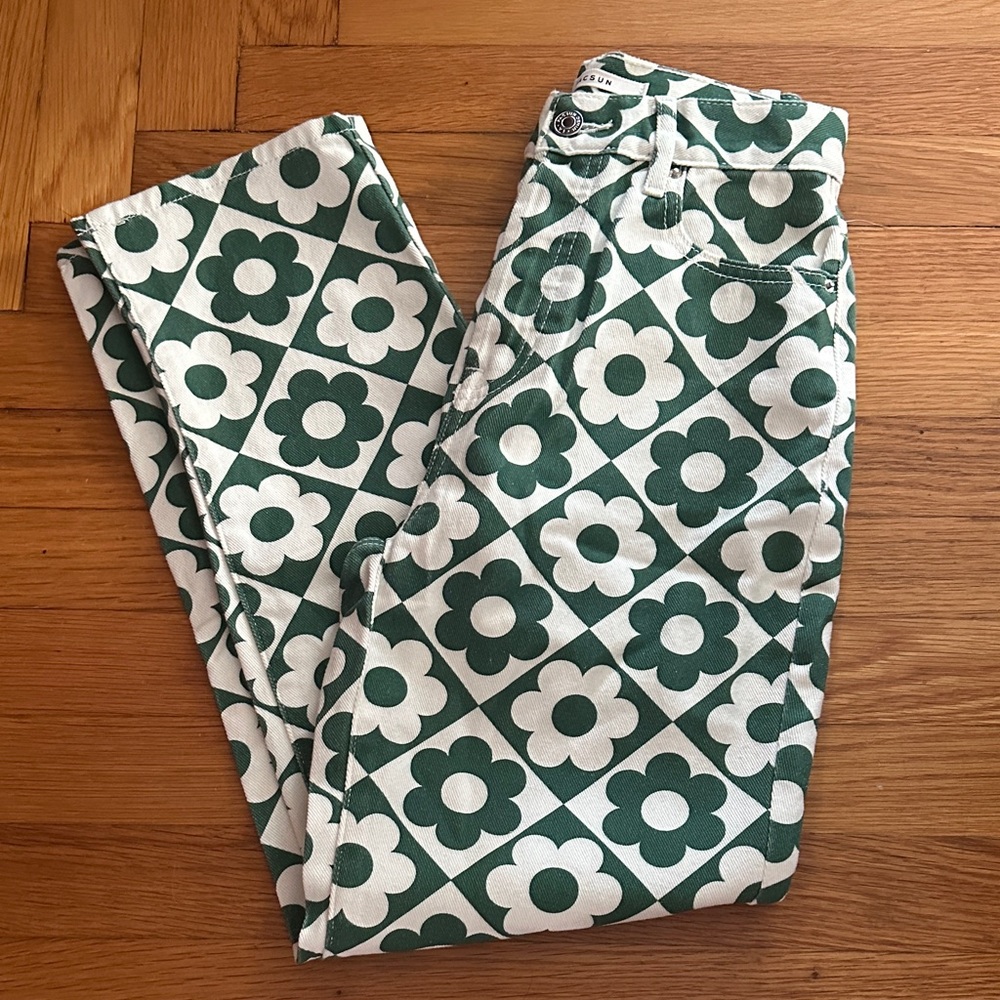 PacSun Green and White Patterned Pants